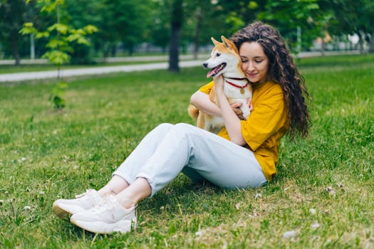 happy Shiba Inu playing in the park